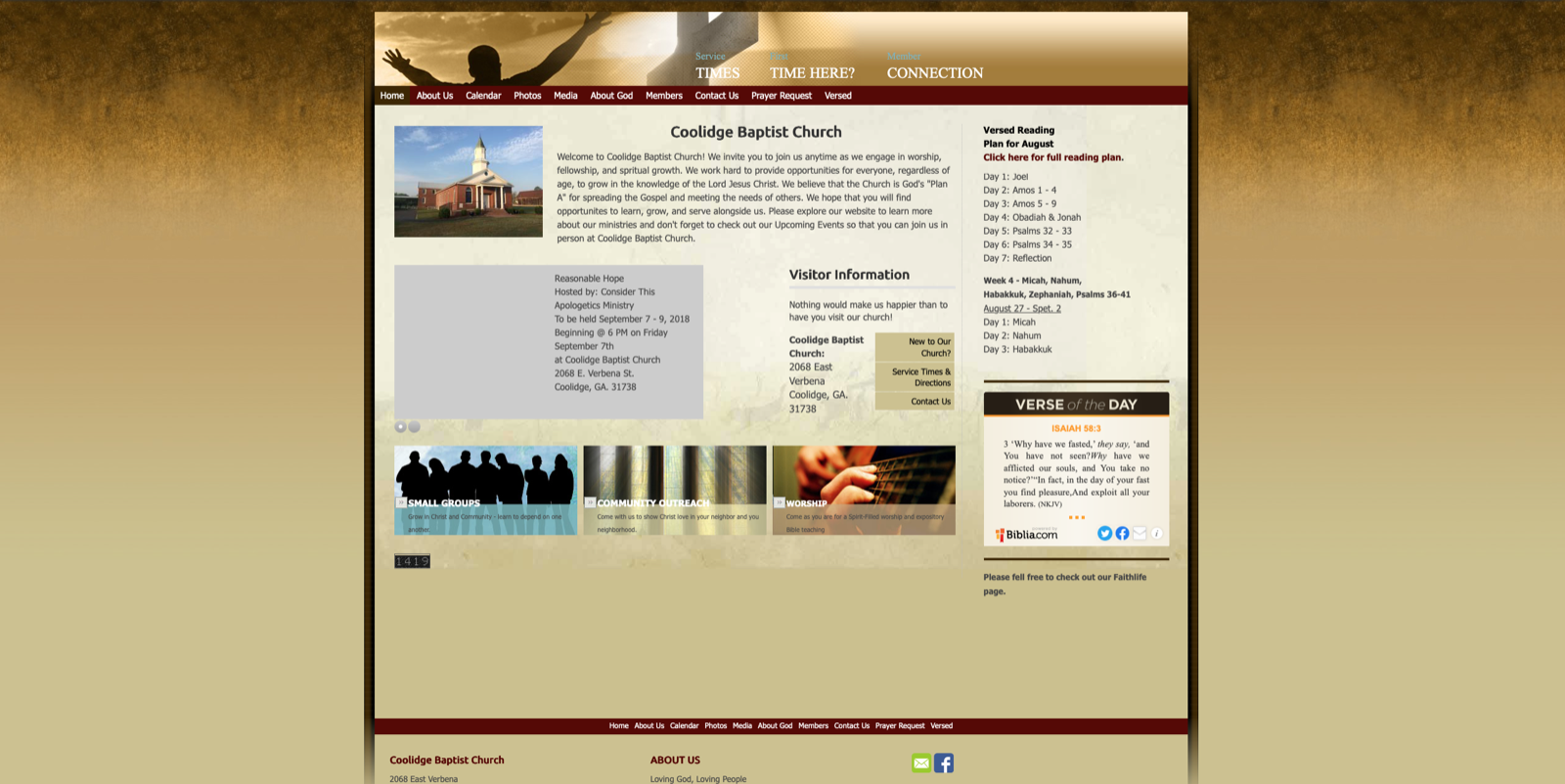 Coolidge Baptist Church's previous website